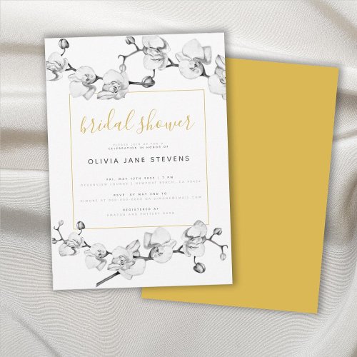 Elegant Modern Classic Gold  Floral Bridal Shower Invitation