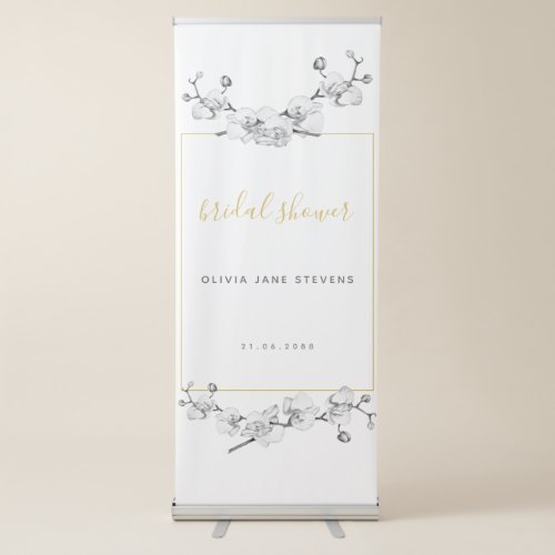 Elegant Modern Classic Gold Floral Bridal Shower Retractable Banner