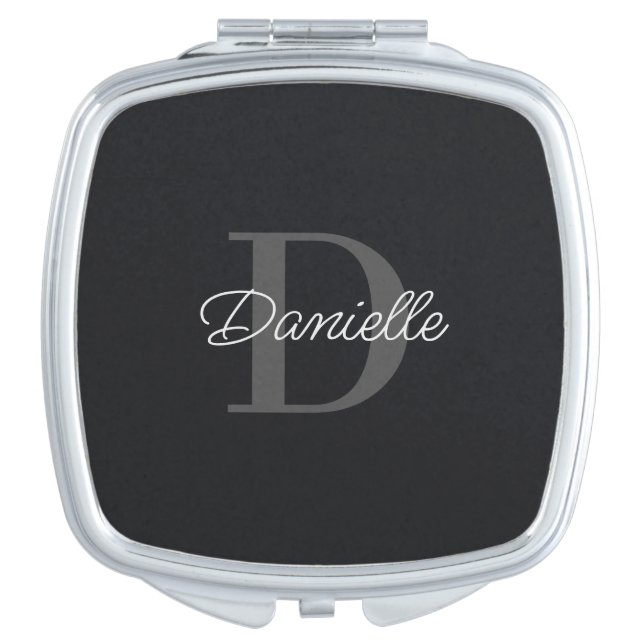 Elegant Modern Classic Minimalist Monogram Trendy Compact Mirror (Front)