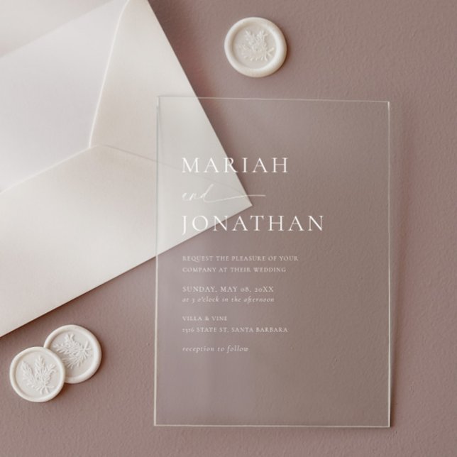 Elegant Modern Classic Minimalist Wedding Acrylic Invitations (Creator Uploaded)