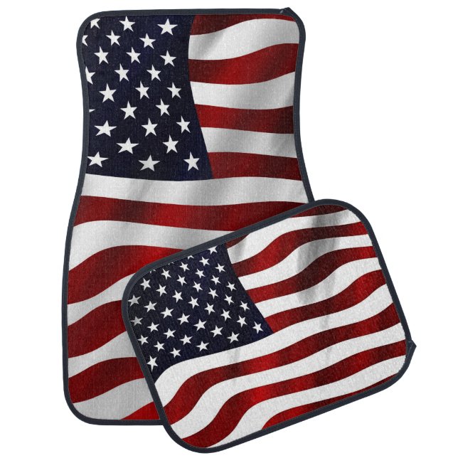 Elegant Modern Classic Patriotic US Flag Car Floor Mat (Set)