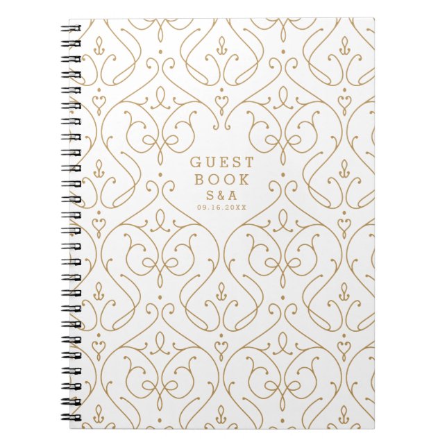 Elegant modern classic vintage wedding guest book (Front)