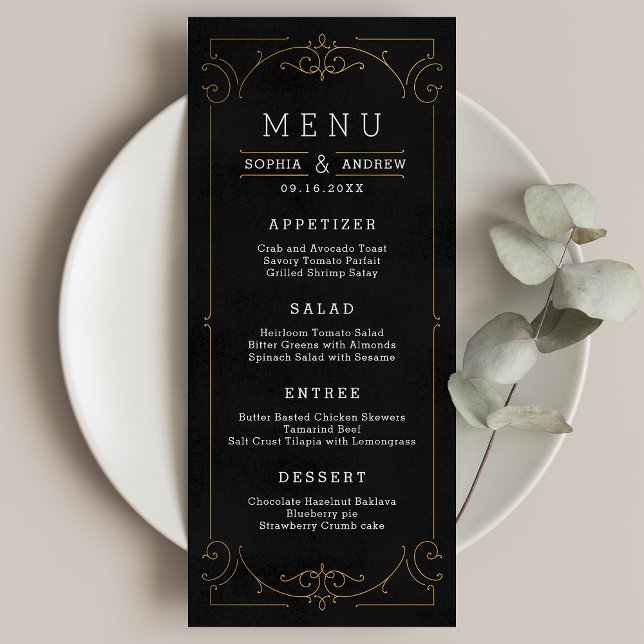 Elegant modern classic vintage wedding menu card (Elegant modern classic vintage wedding menu card)