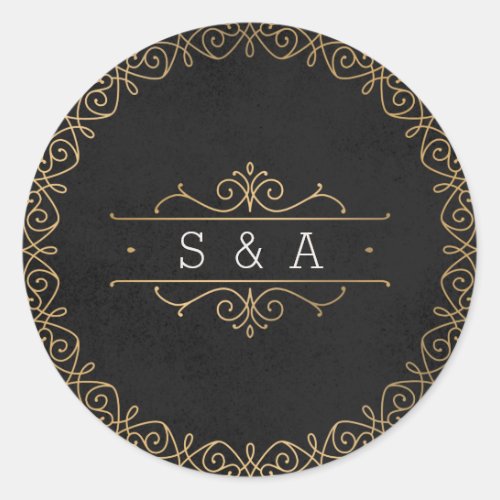 Elegant modern classic vintage wedding monogram classic round sticker