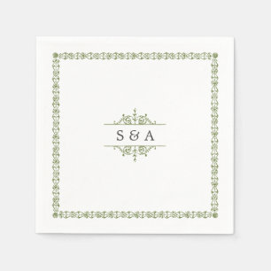 Elegant modern classic vintage wedding monogram napkins