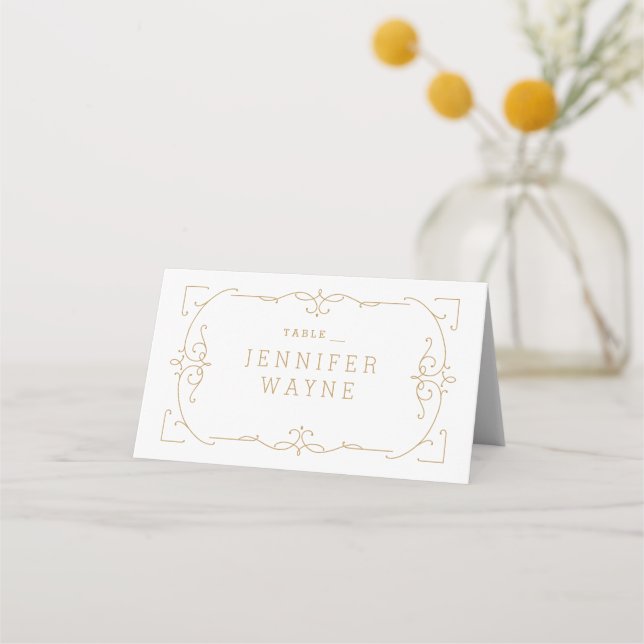 Elegant modern classic vintage wedding place cards (Front)