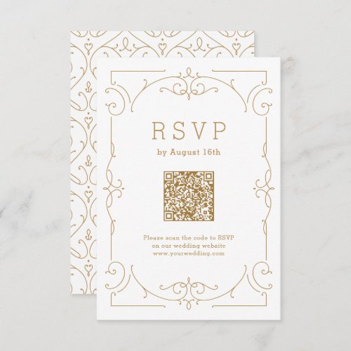 Elegant modern classic vintage wedding QR code RSVP Card