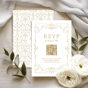Elegant modern classic vintage wedding QR code RSVP Card