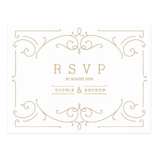 Elegant modern classic vintage wedding RSVP Postcard