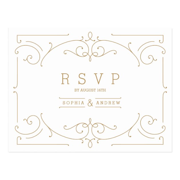 Elegant Modern Classic Vintage Wedding RSVP Postcard
