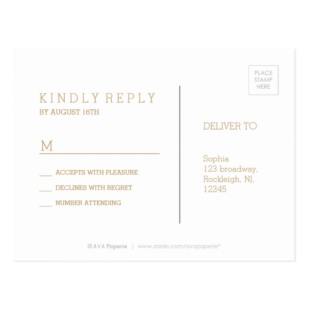 Elegant Modern Classic Vintage Wedding RSVP Postcard