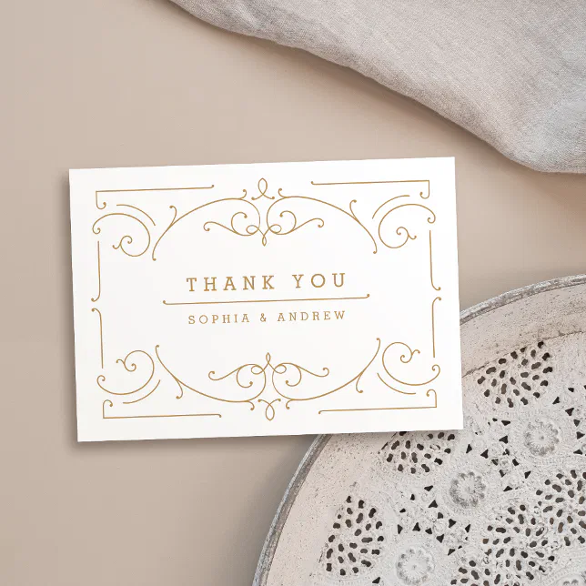 Elegant modern classic vintage wedding thank you card | Zazzle