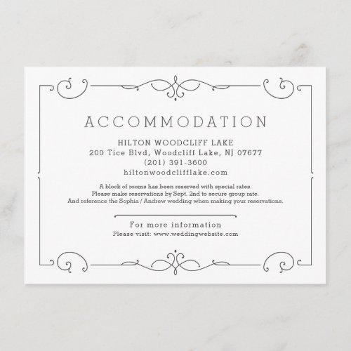 Elegant modern classic wedding accommodation enclo enclosure card
