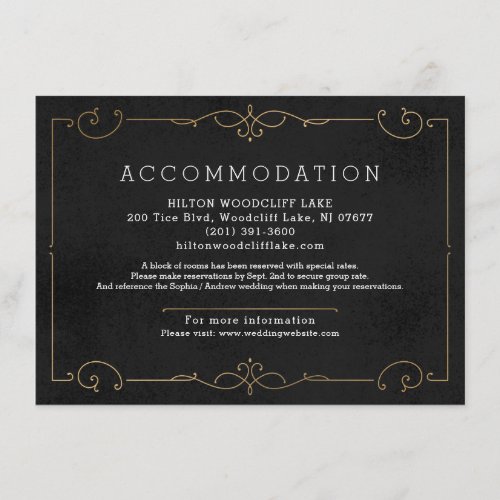 Elegant modern classic wedding accommodation enclosure card