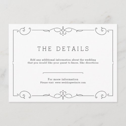 Elegant modern classic wedding detail card
