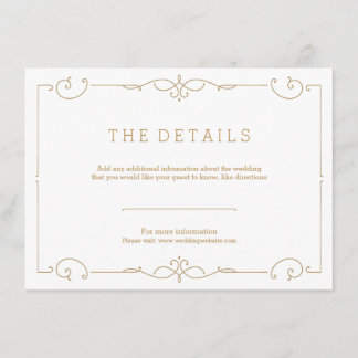 Elegant modern classic wedding detail card