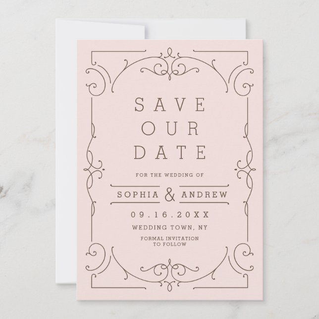 Elegant modern classic wedding save the date (Front)