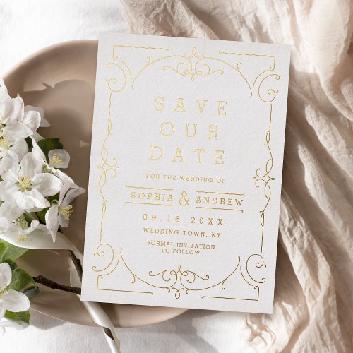Elegant modern classic wedding save the date foil invitation
