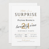 Elegant modern classy surprise 21st birthday invitation (Front/Back)
