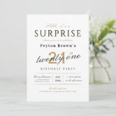 Elegant modern classy surprise 21st birthday invitation (Standing Front)