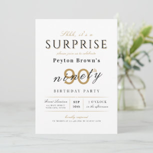 Elegant modern classy surprise 90th birthday invitation