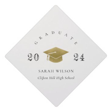 Elegant Modern Clean Minimal Simple Gold Foil Graduation Cap Topper