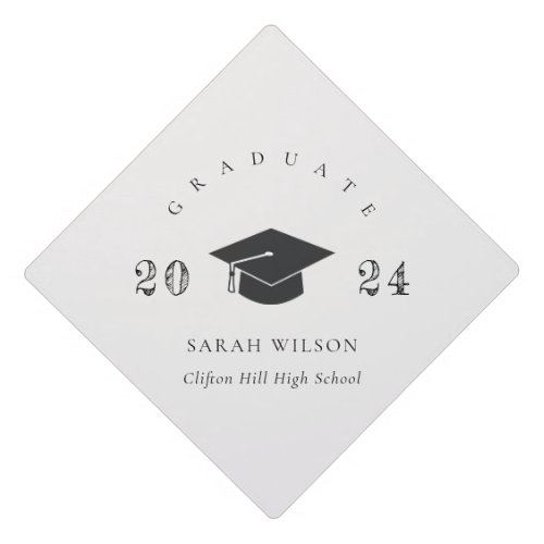 Elegant Modern Clean Minimal Simple Graduation Graduation Cap Topper