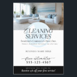 Elegant Modern Cleaning Services Marketing Flyer<br><div class="desc">Project a polished image for your cleaning business with this elegant and modern flyer. Designed for professional cleaning services, its eye-catching blue and white color scheme with crisp black text instantly conveys cleanliness and sophistication. The easy-to-use template allows you to effortlessly personalize your information and add your own photo(s) and...</div>