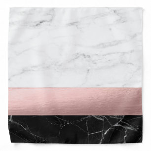 elegant modern clear black white marble rose gold bandana