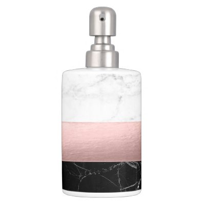 Modern Rose Gold Faux Glitter Pink Print Soap Dispenser And ... Modern Rose Gold Faux Glitter Pink Print Soap Dispenser And ...