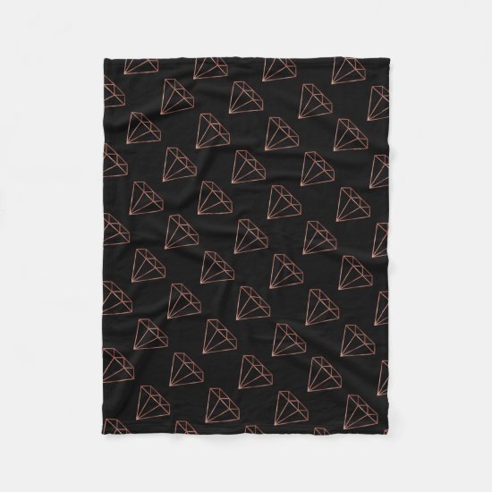 elegant modern clear faux rose gold diamond black fleece blanket