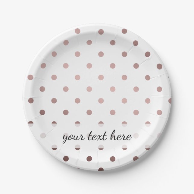 elegant modern clear faux rose gold polka dots paper plates (Front)