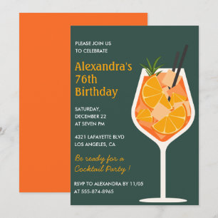 Elegant Modern Cocktail 76th birthday invitations