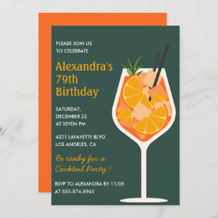 Elegant Modern Cocktail 79th birthday invitations