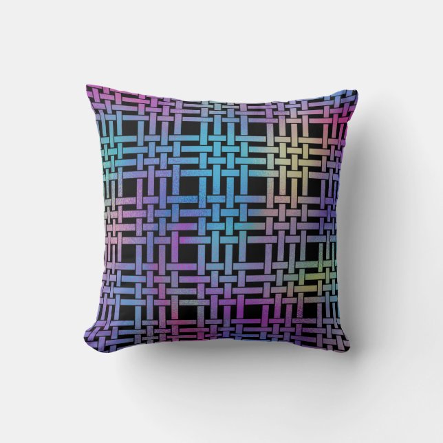 Elegant Modern Colorful Basket Weave Pattern | Throw Pillow (Front)
