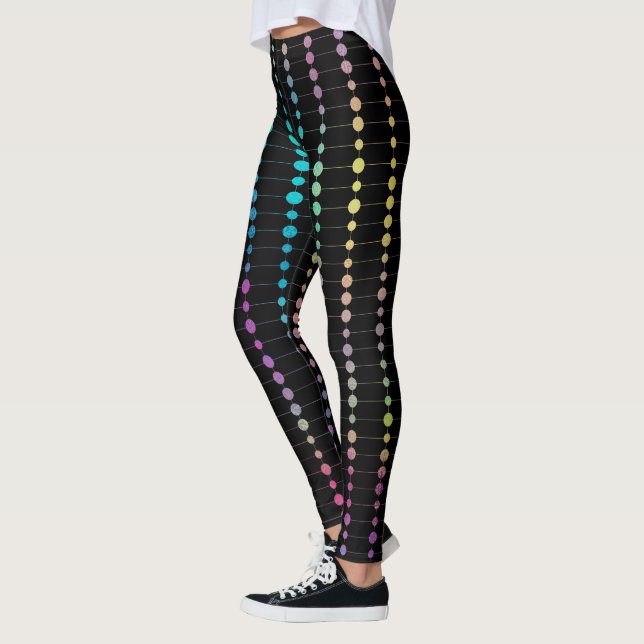 Elegant Modern Colorful Beads Circles Dots Pattern Leggings (Left)