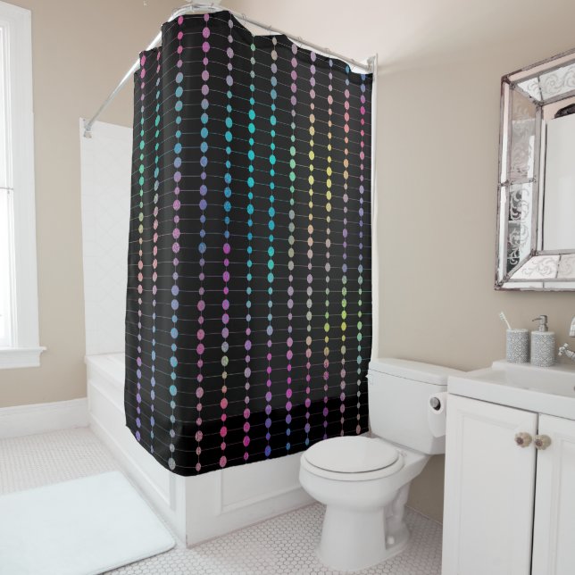 Elegant Modern Colorful Beads Circles Dots Pattern Shower Curtain (In Situ)