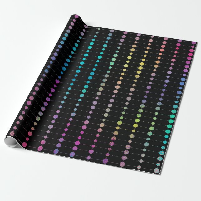 Elegant Modern Colorful Beads Circles Dots Pattern Wrapping Paper (Unrolled)