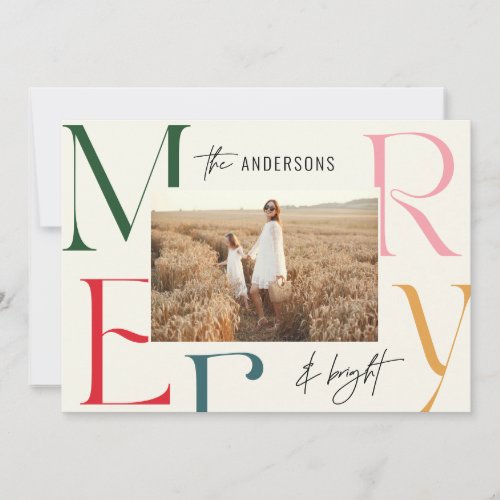 Elegant modern colorful Christmas photo typography Announcement