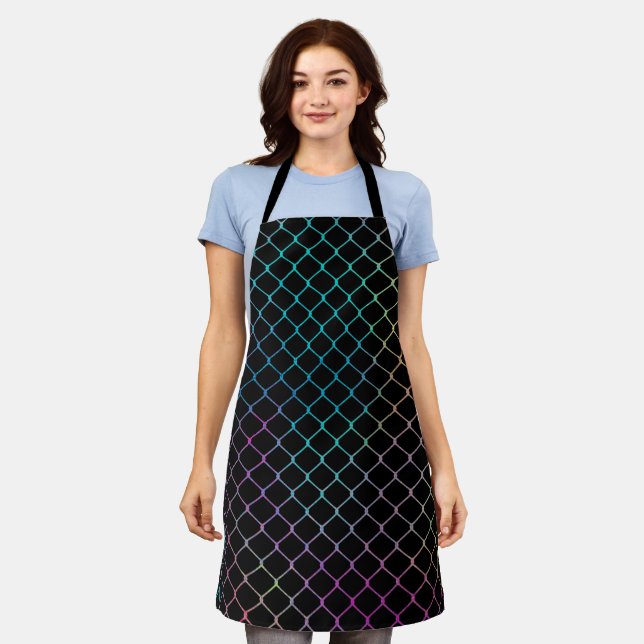 Elegant Modern Colorful Fence Chain Pattern | Apron (Worn)