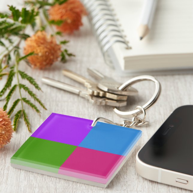 Elegant, Modern Colorful Geometric  Keychain (Front Right)