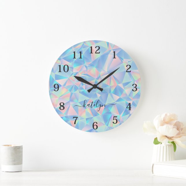 Elegant Modern Colorful Geometric Pattern Large Clock (Home)