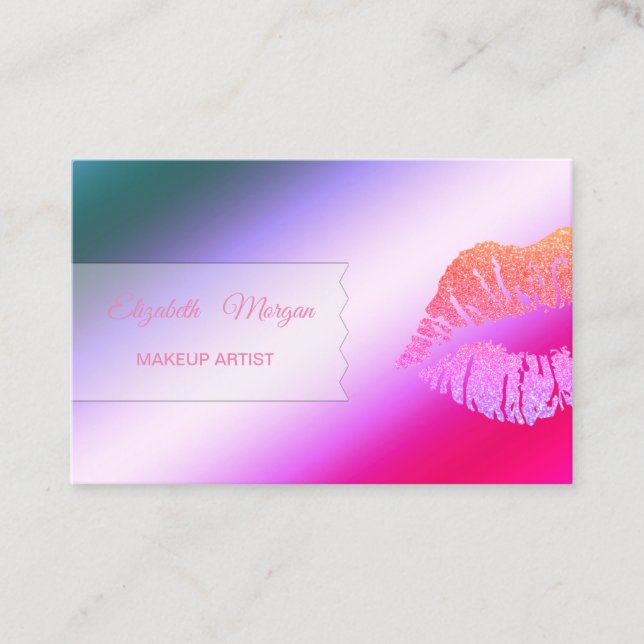 Elegant Modern Colorful ,Glitter Lips Business Card (Front)