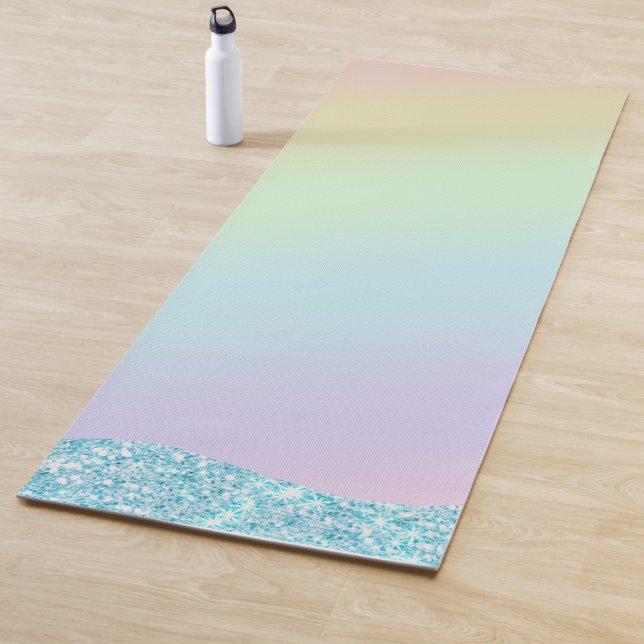 Elegant Modern colorful gradient glitter Rainbow Yoga Mat (In Situ)