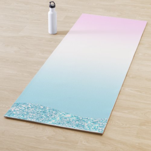 Elegant Modern colorful gradient glitter Rainbow Yoga Mat