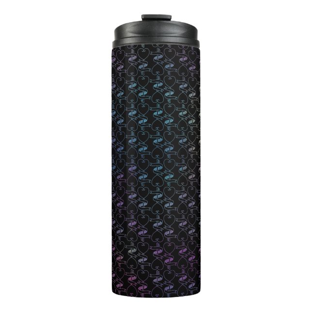 Elegant Modern Colorful Hearts and Keys Pattern | Thermal Tumbler (Front)