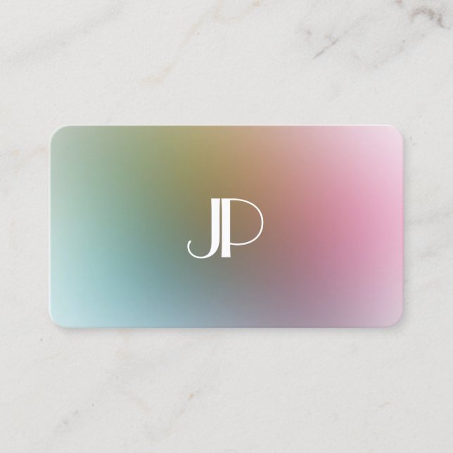 Elegant Modern Colorful  Monogram Luxury Template Business Card (Front)