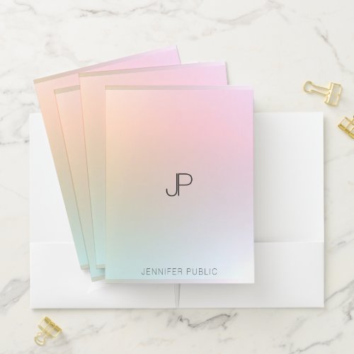 Elegant Modern Colorful Monogram Office Template Pocket Folder