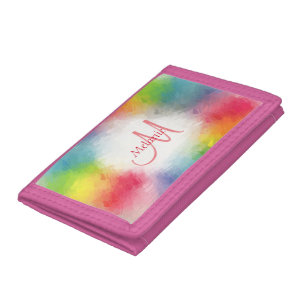 Elegant Modern Colorful Monogrammed Template Tri-fold Wallet