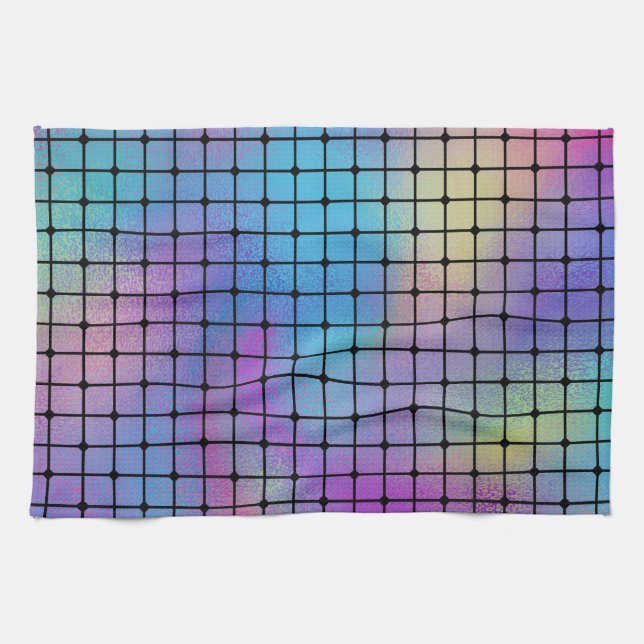 Elegant Modern Colorful Squares Tiles Pattern | Kitchen Towel (Horizontal)